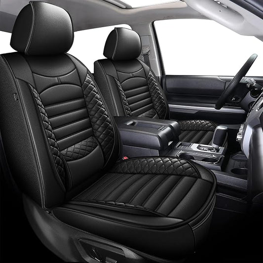 AOMSAZTO Seat Covers Toyota Tundra: Custom Fit for 2014-2021 Toyota Tundra Crewmax Double Cab Waterproof Leather Truck Seat Covers Protectors (Black)