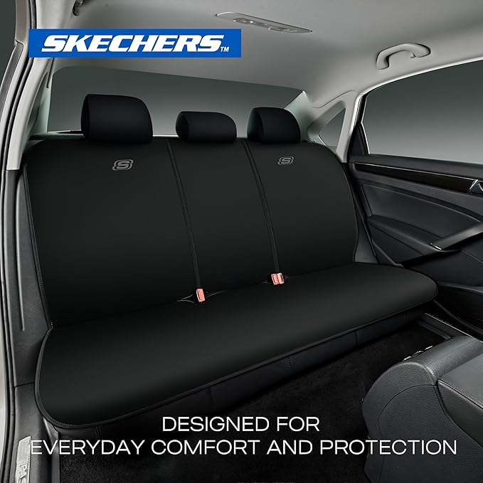 Skechers Seat Covers, Premium Breathable Polyester Car Seat Covers, Car Seat Covers Full Set Airbag Compatible, Automotive Comfort for Most Cars, Vans, Trucks, SUVs (Full Set, Red)