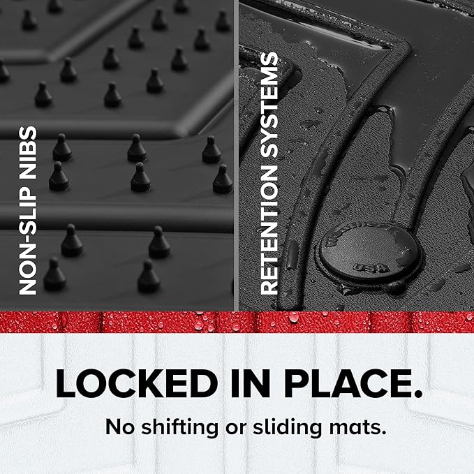 Weathertech FloorLiner HP Custom Fit Floor Mats for Chevrolet Silverado, Silverado 2500HD/3500HD, Silverado 1500-1st & 2nd Row (44066-1-0IM), Black