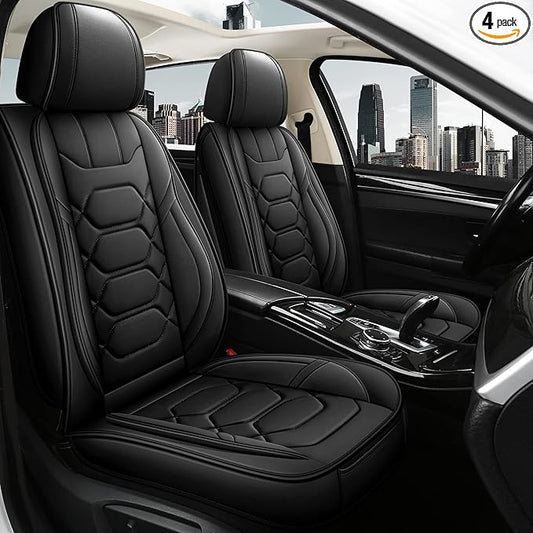 Pariitadin Leather Car Seat Covers Full Set, Waterproof Faux Leather Seat Covers for Cars, Non-Slip Car Interior Covers Universal Fit for Most Cars Sedans Trucks SUVs, Black