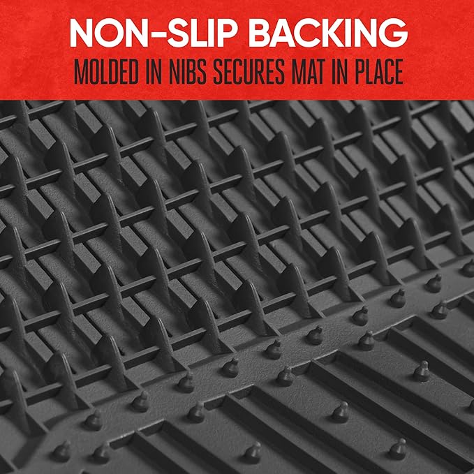 Motor Trend 943-BK FlexTough Defender Car Floor Mats -Next Generation Deep Dish Heavy Duty Contour Liners for Car SUV Truck & Van-All Weather Protection, Trim to Fit Most Vehicles Black