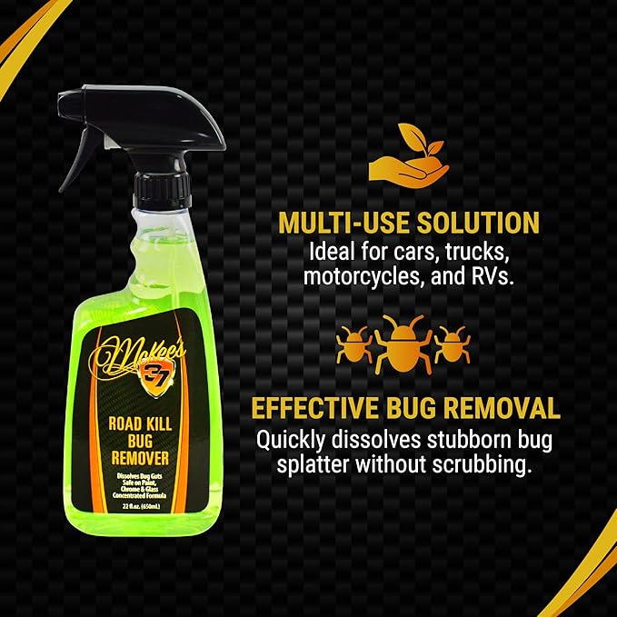 McKee's 37 - Road Kill Bug Remover Combo | Powerful Bug Remover for Cars Exterior with Safe & Effective Microfiber Scrubber (22 oz + Scrubber)