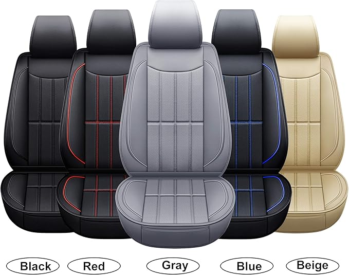 AOOG Leather Car Seat Covers for Cars SUV Pick-up Truck, Universal Front Pair