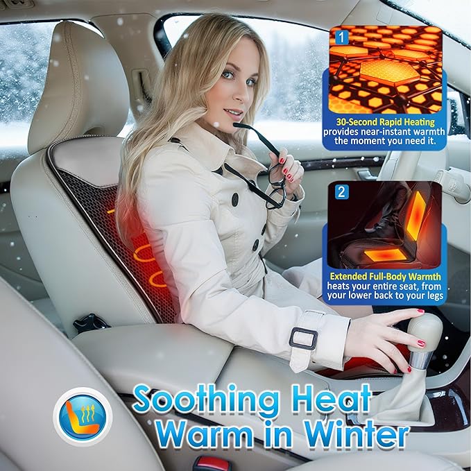 3-in-1 Cooling Car Seat Cushion with Massage & Temperature Control, 16 Fans Ventilated Seat Cooler, 12V Front Seat Summer Cooling Seat Cover for Car SUV Truck (Black)