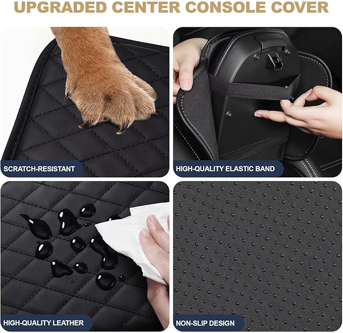 YORKNEIC Center Console Cover Fit for Ford Fusion: Middle Console Cover with 2 Storage Pocket,Faux Leather Waterproof Anti-Scratch Car Armrest Cover Protector(Black)