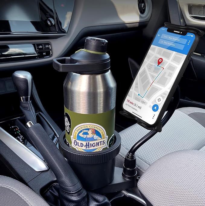 ToughTested TNT Tough N' Thirsty Mega XL Cupholder & Device Mount | Expands to Fit 1.2L Bottles | Adjustable 9" Gooseneck Arm for Phones, Tablets, GPS | Heavy-Duty Vehicle Accessory