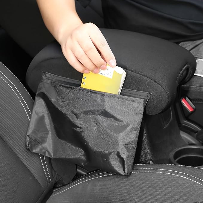 RT-TCZ for Jeep JK Center Console Armrest Pad Cover with Storage Bag for Jeep Wrangler JK JKU 2011-2017 Black Neoprene