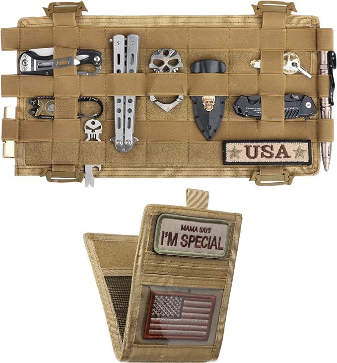 WYNEX Car Visor Organizer with Detachable Card Pouch | Auto Sun Visor Storage Molle Panel with Elastic Webbing Slots for Glasses & Tactical Gear | Fit Most Vehicle, SUVs & Trucks