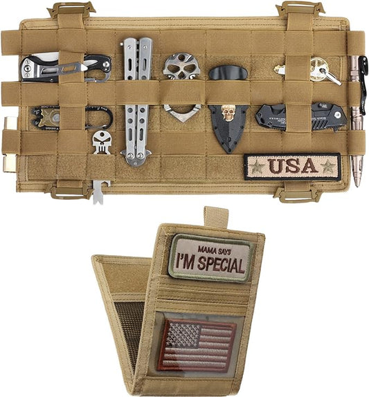 WYNEX Car Visor Organizer with Detachable Card Pouch | Auto Sun Visor Storage Molle Panel with Elastic Webbing Slots for Glasses & Tactical Gear | Fit Most Vehicle, SUVs & Trucks