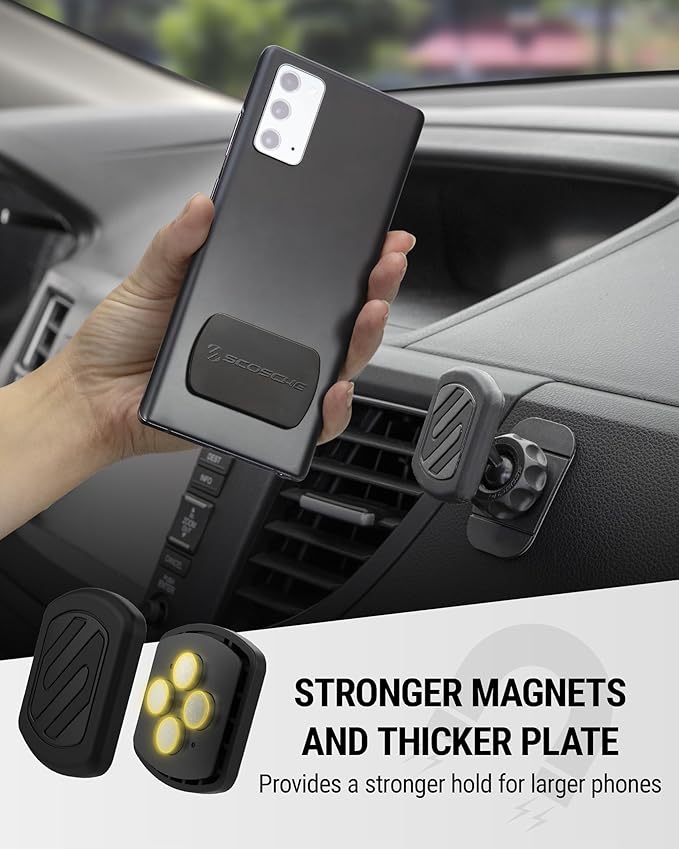 Scosche MXDM Magnetic Phone Holders for Your Car, Dashboard Cell Phone Holder with Extra Strong Magnet and Thick Metal Plate, Car Mount Cellphone Stand Compatible with iPhone, Samsung and More, 2 Pack