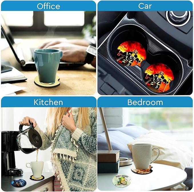 2 Pack Car Coasters for Cup Holders,Beach Sunset Car Cup Holder Coasters,2.75" Universal Size Anti Slip Rubber Mat,Automotive Interior Accessories,Car Cup Holder Decor,Gifts for Women Mom Men Wife