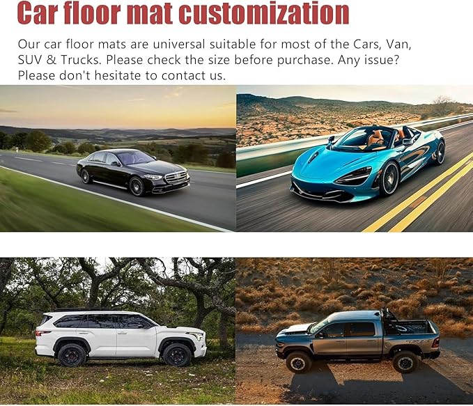 YaruicarCustom Car Floor Mats for 99.99% Sedan SUV Sports Car Men Women Protection Full Coverage Pads Anti-Slip Leather Floor Lining All Weather Car Floor Mats (Red Black)