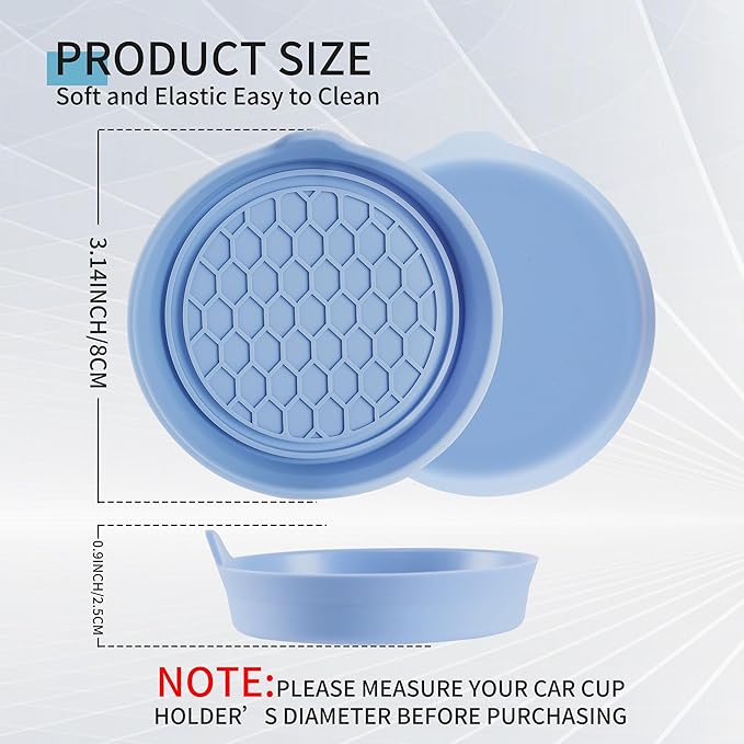 Amooca Car Cup Coaster Universal Automotive Waterproof Non-Slip Cup Holders Sift-Proof Spill Holder Car Interior Accessories 4 Pack Gray Blue