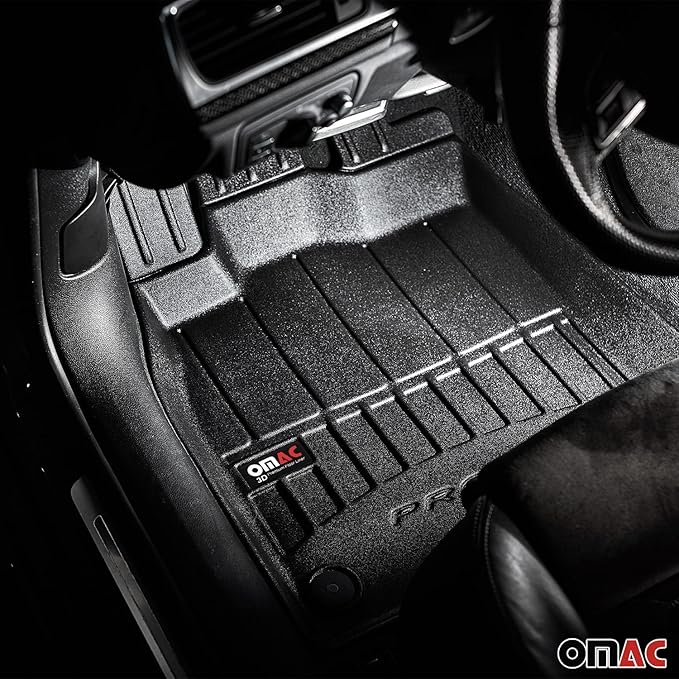OMAC Premium Floor Mats for Porsche Taycan 2020-2025 Car Mats All Weather 3D Custom Fit Rubber Mat Waterproof Odorless TPE Floor Liners Laser Measured Non-Slip (Black)
