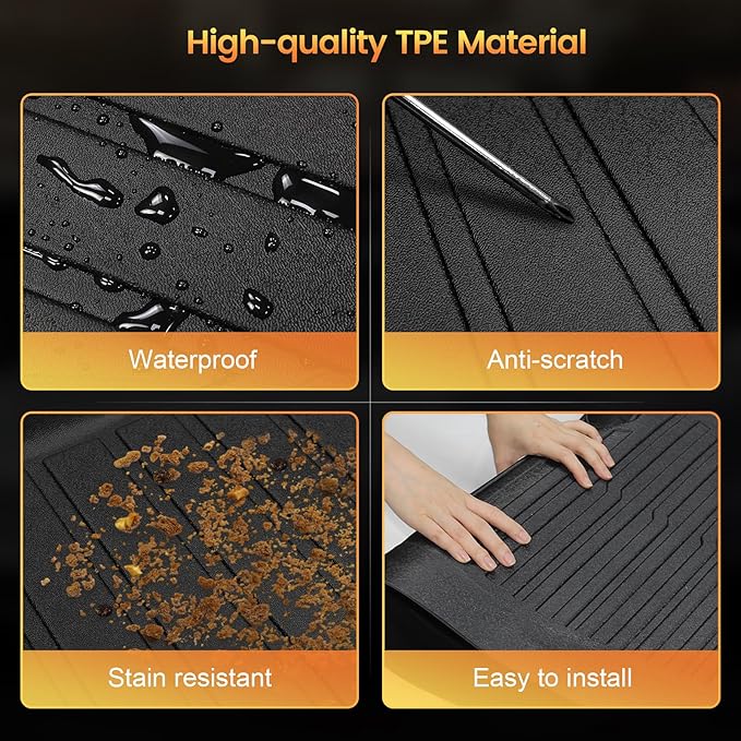 Sze Cargo Mat with Backrest Mats for 2020-2025 Kia Telluride Trunk Mat TPE Seats Back Mat All Weather Cargo Liner for Kia Telluride Accessories (Cargo Mat+Backrest Mat)