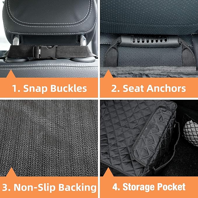 PETICON Waterproof Front Seat Car Cover, Full Protection Dog Car Seat Cover with Side Flaps, Nonslip Scratchproof Front Seat Cover Fits for Cars, Trucks, SUVs, Jeep