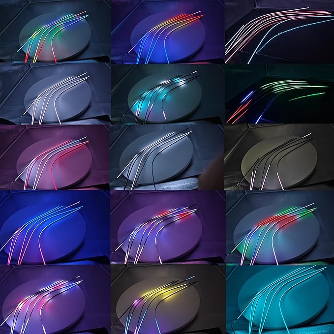 Dreamcolor Acrylic Interior Car LED Strip Light, RGB 10 in 1 Fiber Optic Ambient Lighting Kits, 16 Million Colors Sound Active Function Car Neon Lights with Wireless APP