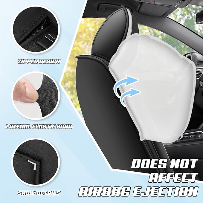 Car Seat Covers Fit for Toyota Camry 2000-2025, Stylish Sport Seat Covers, Waterproof Wear-Resistant Premium Nappa Leather Car Seat Cover.(Full Set/Black White)