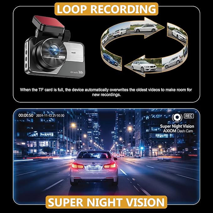 4K Dash Cam Front and Rear with GPS & 5G WiFi, Dual Dash Camera for Cars, STARVIS Sensor Night Vision, 170° Wide Angle, 24H Parking Mode, Loop Recording, Free Memory Card & Hardwire Kit