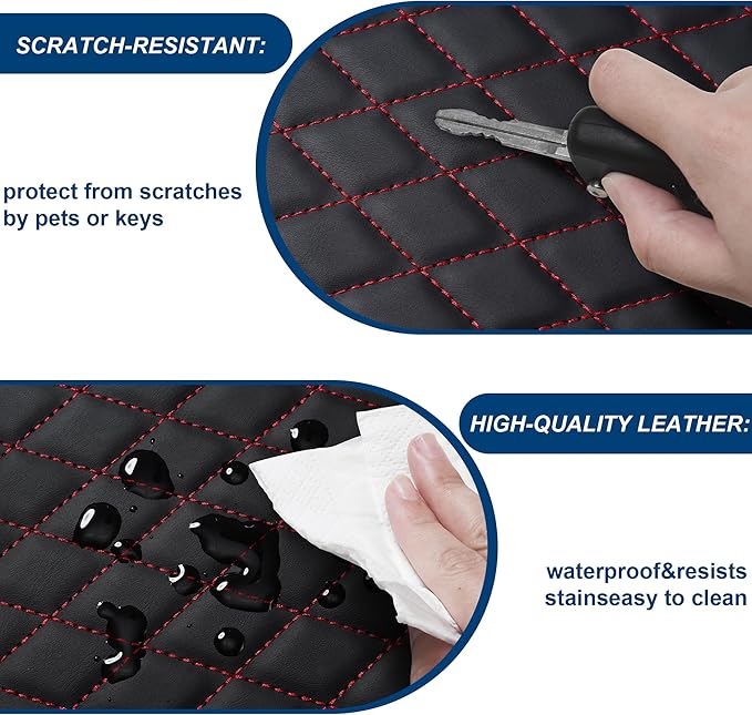 Car Center Console Cover Fit for Volkswagen CC Leather Armrest Cover with 2 Storage Bags Waterproof Console Cover Scratch & Wear Resistant(Redline)