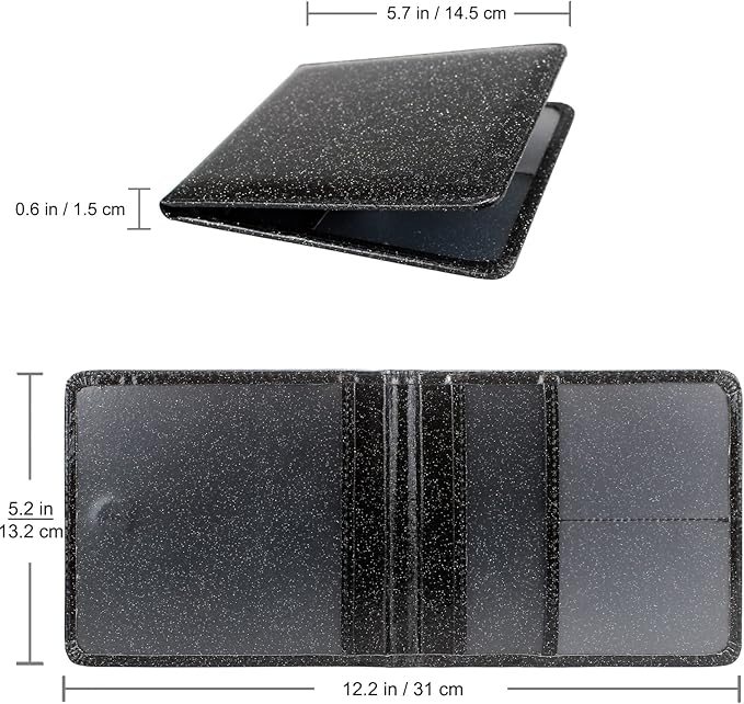 Car Registration and Insurance Holder, Leather Registration and Insurance Card Holder, Vehicle Glove Box Organizer - For Documents, Cards, License (Bling Black)