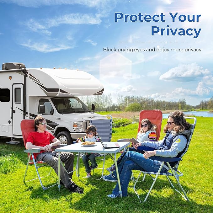 BougeRV RV Windshield Window Snow Cover for Class C Ford E450 1997-2025 Motorhome, Windshield Cover for Ice and Snow RV Front Window Sunshade Cover RV Accessories 4 Layers with Mirror Cutouts Silver