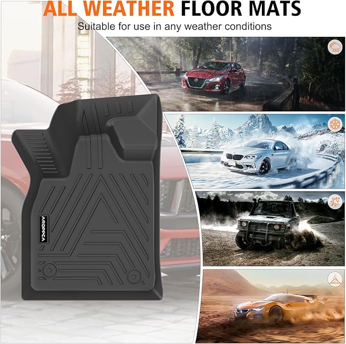 All Weather Floor Mats Cargo Liner for Ford Mustang Mach E 2021-2025 (NOT for Ford Mustang), TPE Rubber Floor Liners Anti-Slip Full Set Automotive Mats for 2025 Mustang Mach E Accessories
