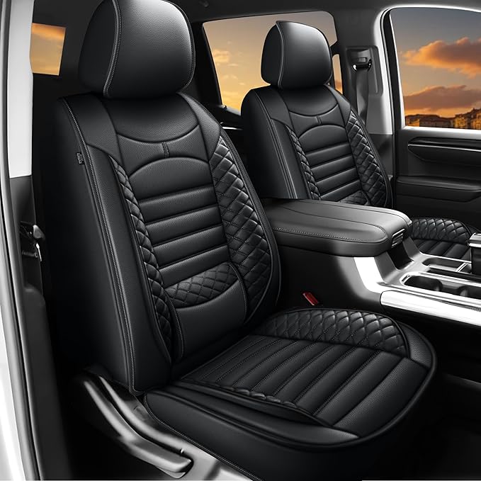 Floor Mats & Seat Covers Fit for 2020-2026 Chevy Silverado/GMC Sierra 1500/2500HD/3500HD Crew Cab - 1st & 2nd Row Custom Fit Truck Protection Acessories (Without Rear Underseat Storage Box)