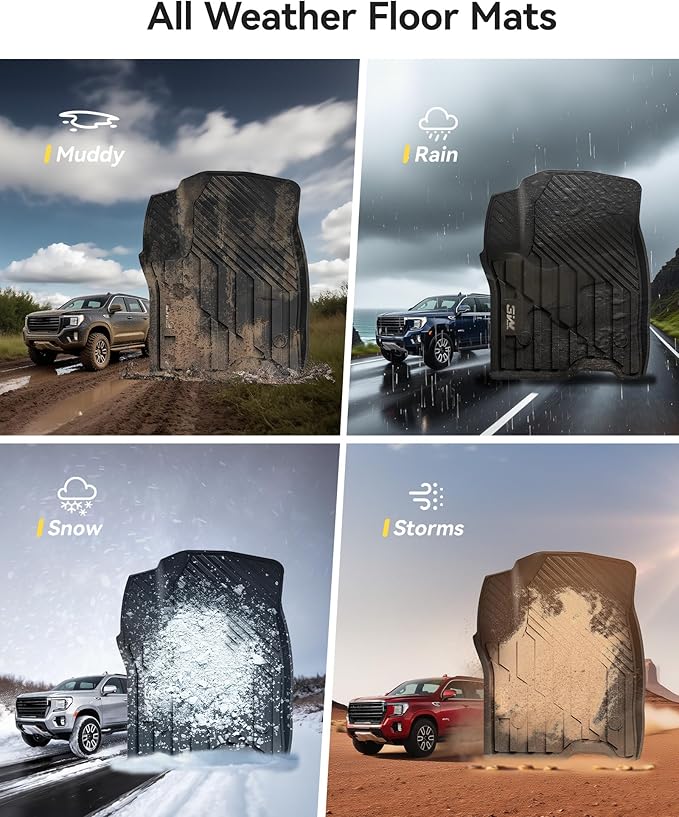 3W Floor Mats & Cargo Liner for 2021-2025 2026 Chevrolet Tahoe/GMC Yukon (Only for 8 Seats, Not for XL), All Weather Protection Anti-Slip & Durable TPE Full Set Liners Automotive Accessories