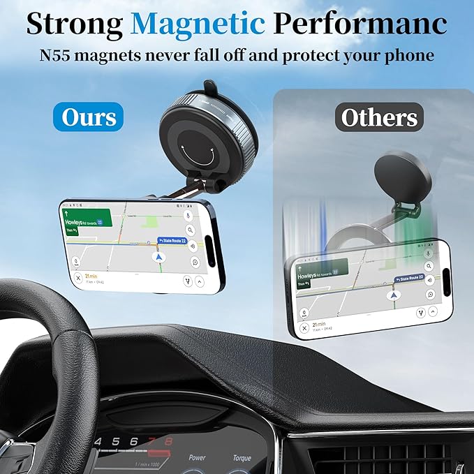PlusAcc Vacuum Magnetic Phone Holder for Car (No Charging)