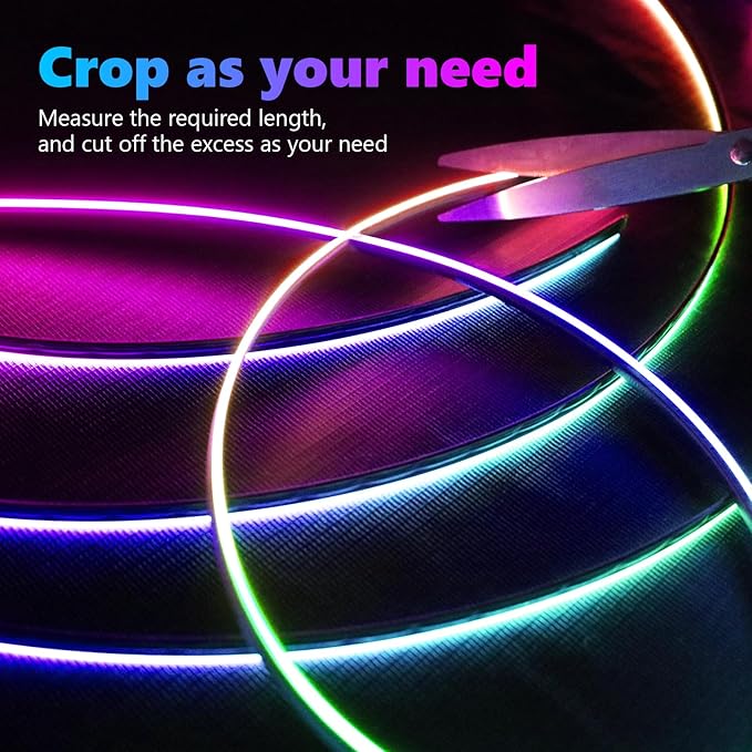 Acrylic Interior Car LED Strip Light, AMKI Dreamcolor Car Neon Light with Wireless APP Control, 10 in 1 Sub-Control Car Ambient Light Kit with DIY Mode and Music Mode, 16 Million Color Car Accessories