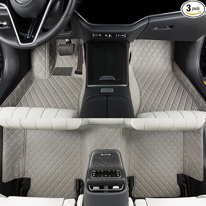 Luxury car Floor mats are for 99% of Vehicle Models,All Weather car Floor mats Provide Comprehensive Protection for Vehicles,Floor mats for car Personalized Customization! (Grey Rice)