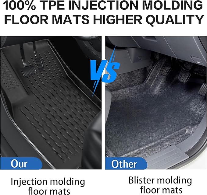 Weize Floor Mats & Cargo Liners Fits Tesla Model Y 5-Seat 2021 2022 2023 2024 All Weather TPE Floor Mats and Cargo Trunk Mats Accessories, Set of 6 Mats (Not Fit 7-Seat)