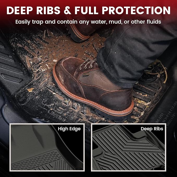 LASFIT Floor Mats for Toyota 4Runner 2013-2024 (Only for 7 Seats) All Weather Custom Fit Floor Liner for Toyota 4 Runner TPE Mats Front&Rear 3 Row Car Mats, Black