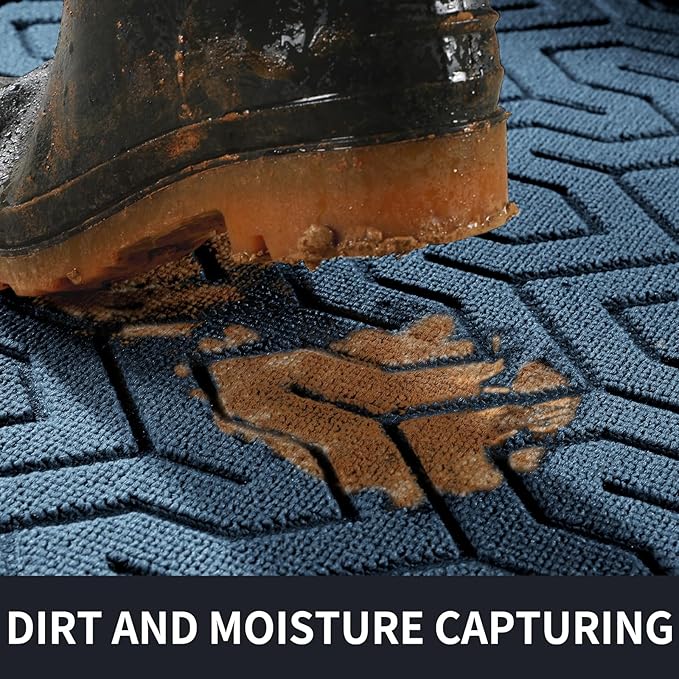 Yimobra Large Door Mat Outside Entrance 47x32, Waterproof Heavy Duty Outdoor Mats for Front Door, Non Slip Rubber Entry Mat for Garage Patio Indoor, Easy Clean, Blue