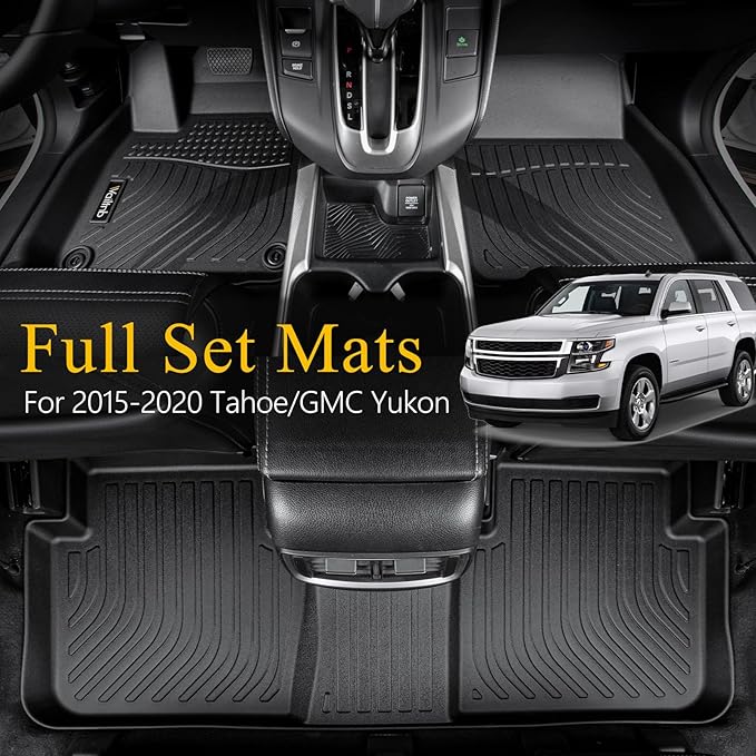 Wailtnb-All Weather Floor Mats & Cargo Liner for 2015-2020 Chevrolet Tahoe/GMC Yukon Custom Fit Chevrolet Tahoe Waterproof Durable Easy to Clean fit for 2015-2020 Tahoe Accessories for Tahoe Black