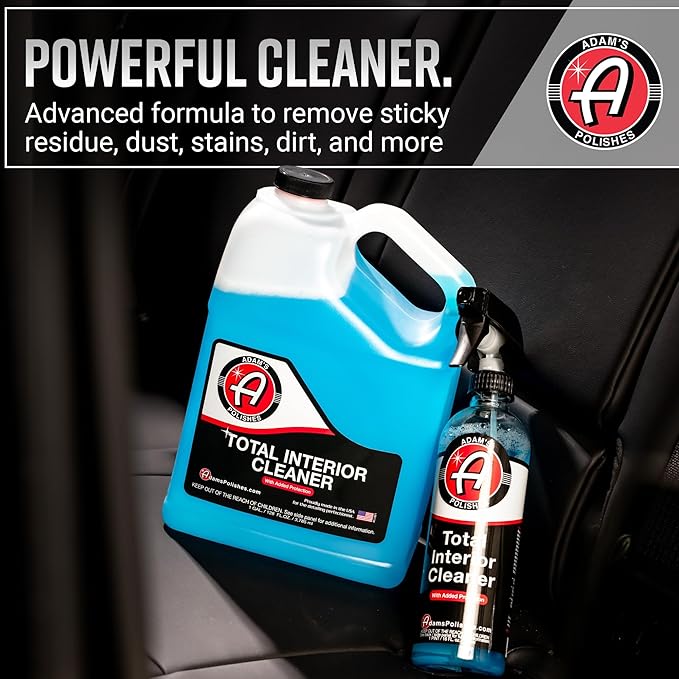 Adam's Polishes Total Interior Cleaner & Protectant, Quick Detailer & SiO2 Protection, Ceramic Infused, Anti-Static, OEM Finish, For Leather, Vinyl, Plastics, Glass & More