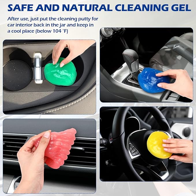 12 Pack Car Cleaning Gel Detailing Cleaner Putty Auto Clean Dust Mud Tools Accessories Kit for Car Interior Air Vent Dashboard Keyboard Home Office(Colorful)