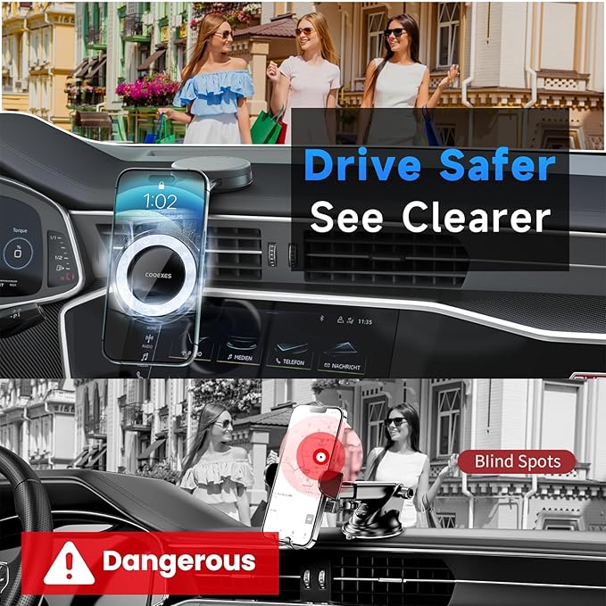 for MagSafe Phone Holder for Car, Magnetic Car Mount with 360°Rotation Vacuum Suction Cup Car Mount for Car - 108LBS,Memory Alloy Bendable Arm, Car Accessories for iPhone 17/16/15