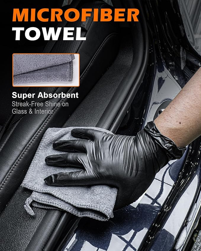 8PCS Car Detailing Brush Set, Interior Car Cleaning Kit with Dash Duster, 4 Detailing Brushes (Soft to Hard), Microfiber Towel, Cleaning Gel, for Vents, Dashboard & Leather Seats