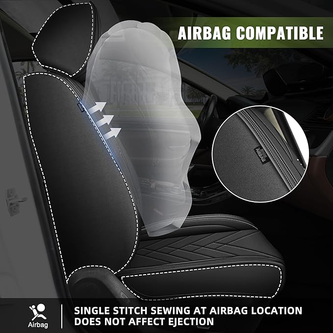 AOMSAZTO Car Seat Cover for Chevrolet Chevy Blazer 2019-2025 2026 Full Set, Leather Car Seat Protector Waterproof, Non Slip Car Seat Cushion, Interior Seat Covers Automotive Accessories - Black
