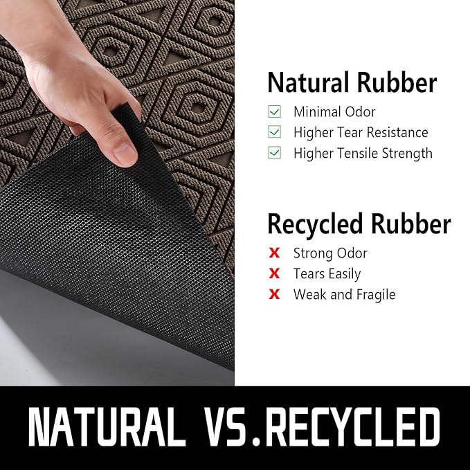 Yimobra Door Mat, Outdoor Indoor Entrance Welcome Mat, Heavy Entry Front Door Mat, Stain & Fade Resistant, Low Profile, Sturdy Rubber, Easy Clean Patio Floor Mat, Waterproof, 47 x 32, Brown