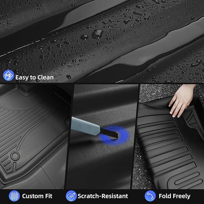 AOMSAZTO Floor Mats for 2014-2018 Chevy Silverado/GMC Sierra 1500 Crew Cab, 2015-2019 Silverado/Sierra 2500 HD / 3500 HD Crew Cab, 1st & 2nd Row Car Liner