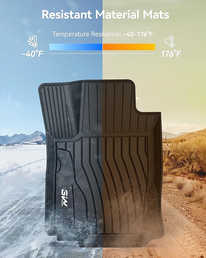 3W Floor Mats Fit for Benz GLE 2016-2019, TPE All Weather Custom Fit Floor Liner for Benz GLE 350/400/43 AMG/450 AMG/550e/63 AMG/63 AMG S, Car Mats Easy Clean