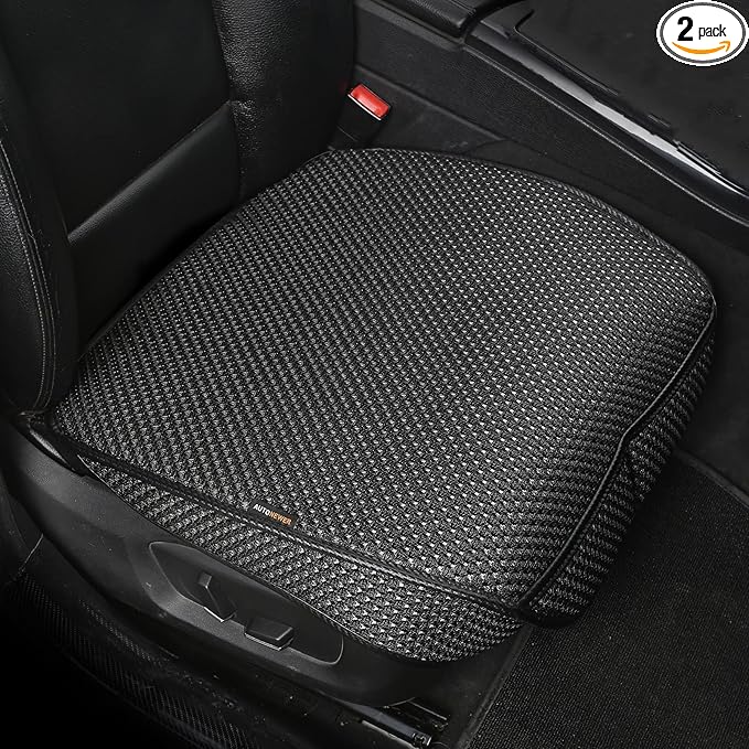Auto Newer 2 PCS Breathable Universal Four Seasons Car Seat Covers，Luxury Car Seat Cushion，Protectors for Front Seat Bottoms,Compatible with 95% Vehicles， Fit for Cars Truck SUV or Vans(Black+Grey)