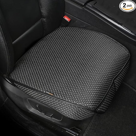 Auto Newer 2 PCS Breathable Universal Four Seasons Car Seat Covers，Luxury Car Seat Cushion，Protectors for Front Seat Bottoms,Compatible with 95% Vehicles， Fit for Cars Truck SUV or Vans(Black+Grey)
