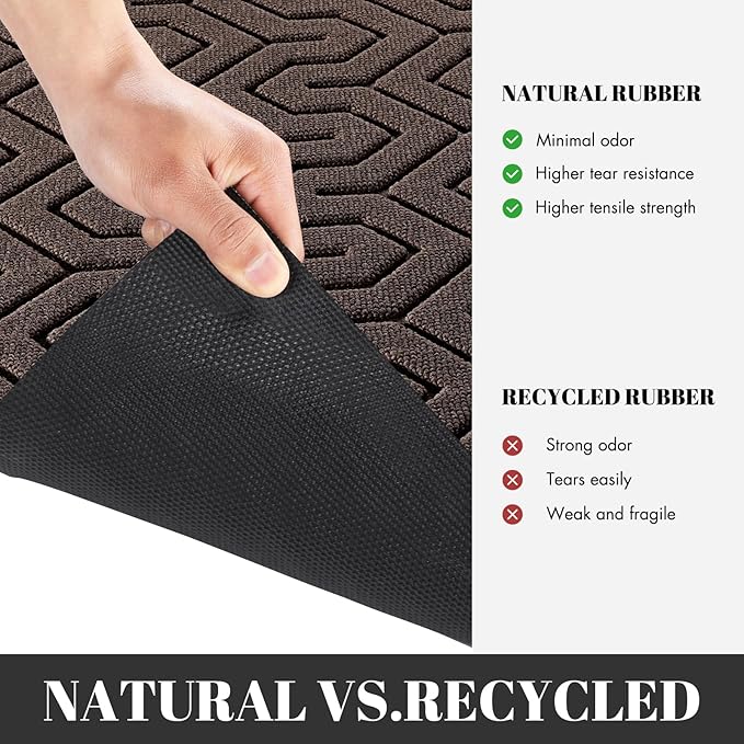 Yimobra 72x24 Indoor Outdoor Runner Rug, Heavy-Duty Entrance Mat for High Traffic Areas, Commercial Grade Welcome Door Mat, Easy Clean Brown