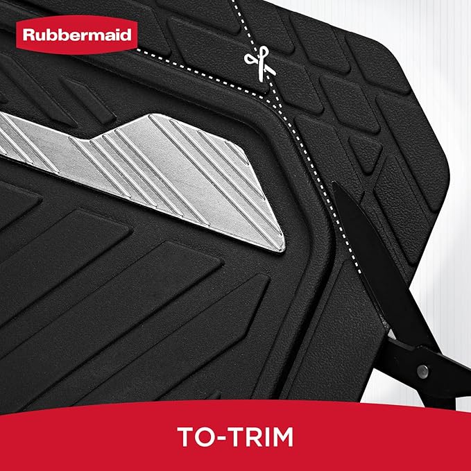 Rubbermaid Car Floor Mat, Heavy Duty All-Weather Car Mats Full Set with Dual-Tone Sliver Aluminum Inserts – Universal Fit, Anti-Slip Backing, Trim-to-Fit for Most SUV, Sedan, Van