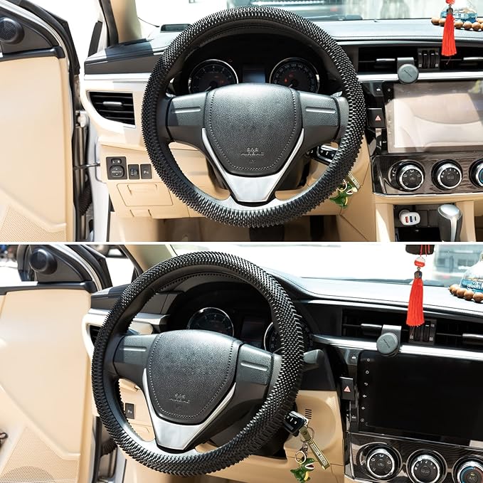 Steering Wheel Cover Black - Massage Grip Silicone Steering Wheel Covers Anti-Slip Universal Car Steering Wheel Cover for Men Women Driving Fatigue Relieving Fits 14-15 Inch