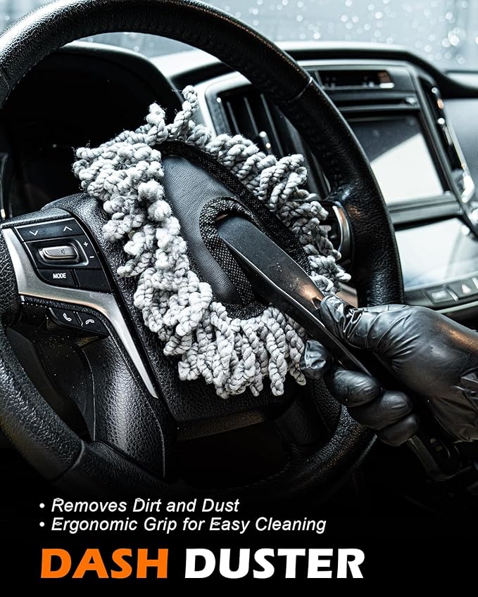 Windshield Cleaner Tool, 18Pcs Car Interior Detailing Brush Set, Inside Windshield Cleaning Kit with 2 Microfiber Pads, Duster Brush, Cleaning Gel, Car Detailing Supplies for Women & Men